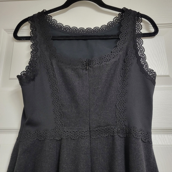 Susana Monaco Black Laser Trim Fit And Flare Dress - Picture 7 of 9